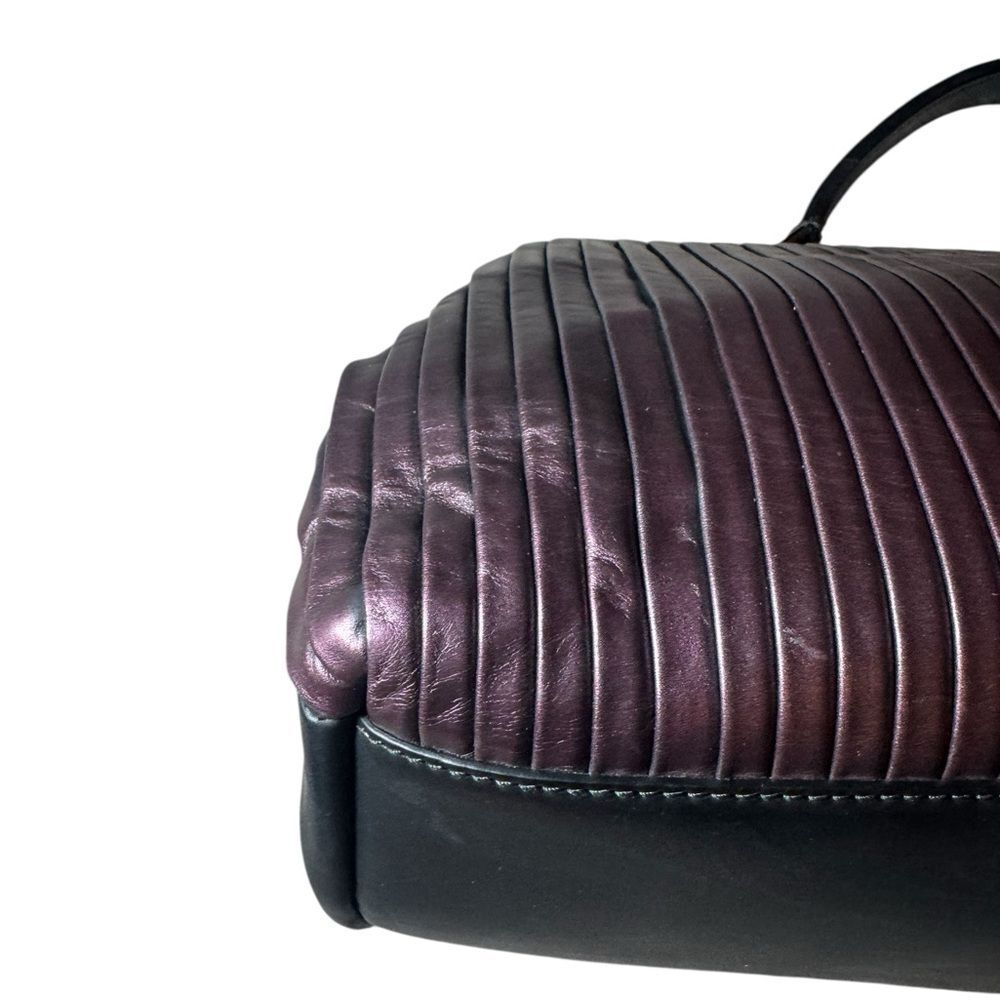DOLCE & GABBANA Metallic Purple Pleated & Black Leather Doctor Bag Ltd Edition - Picture 10 of 16
